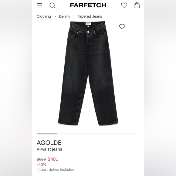 AGOLDE V-Waist Baggy Jeans Size 24 - Picture 4 of 14